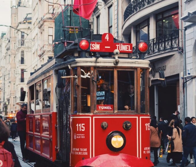instanbul tram in city centre