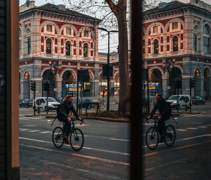 turning town centre man riding bicycle