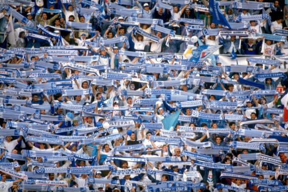 football stadium scarf banners being shown